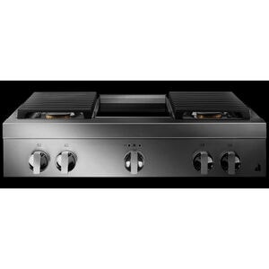 JennAir Noir 36 in. 4-Burner Natural Gas Rangetop with Griddle, Simmer Burner & Power Burner - Stainless Steel, , hires