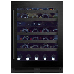 XO 24 in. Compact Built-In or Freestanding Wine Cooler with 46 Bottle Capacity, Dual Temperature Zones & Digital Control - Black Stainless Steel, , hires