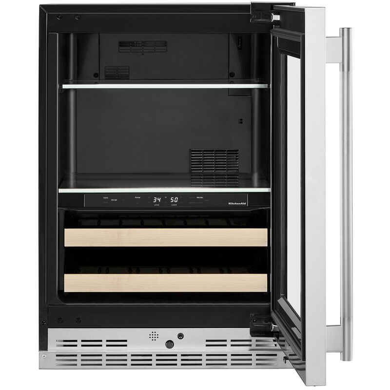 KitchenAid 24 in. Built-In/Freestanding 4.8 cu. ft. Compact Beverage Center with Adjustable Shelves & Digital Control - Stainless Steel with PrintShield Finish, , hires