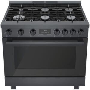 Bosch 800 Series 36 in. 3.7 cu. ft. True European Convection Dual Fuel Range with 6 Sealed Burners - Black Stainless Steel, , hires