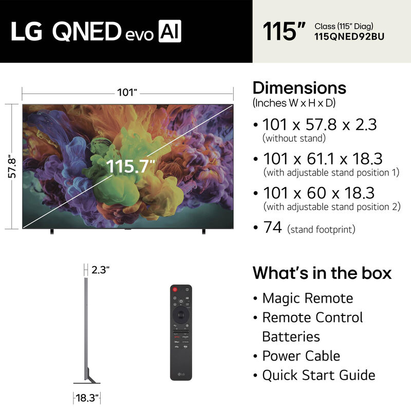LG - 115" Class QNED92B QNED Mini-LED 4K UHD Smart webOS TV, , hires
