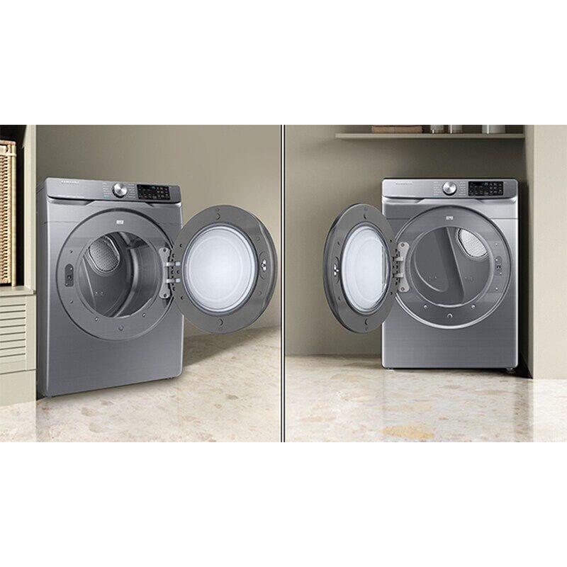 Samsung 27 in. 7.5 cu. ft. Smart Stackable Front Load Electric Dryer with Sanitize Cycle & Sensor Dry - Platinum, Platinum, hires