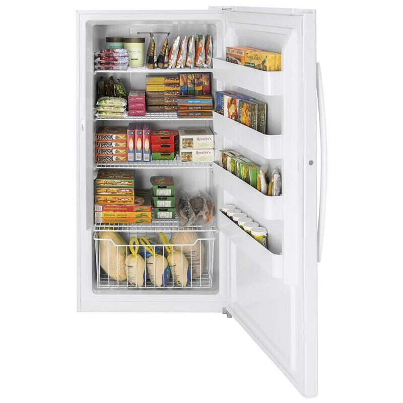 GE 33 in. 17.3 cu. ft. Garage-Ready Upright Freezer with Adjustable Shelves - White, , hires