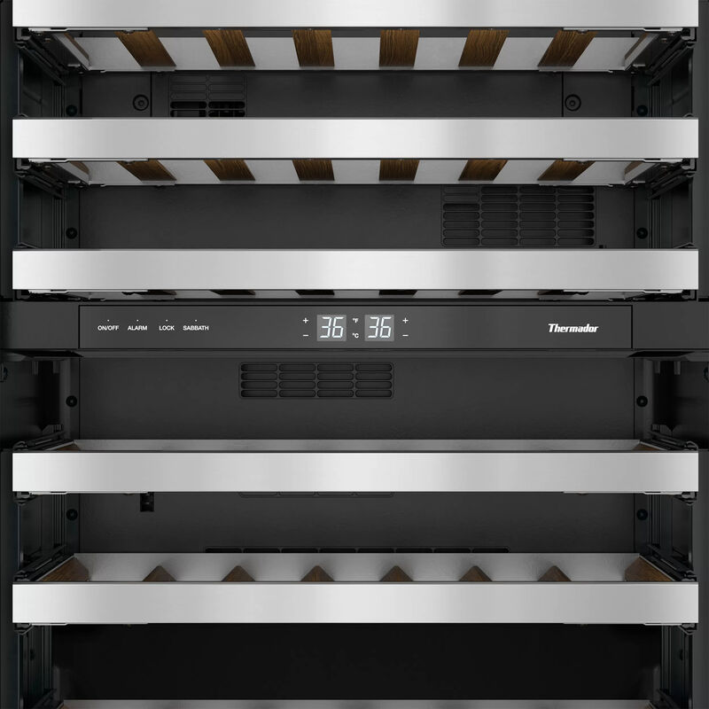 Thermador Freedom Collection 24 in. Undercounter Wine Cooler with Wood Racks, Dual Temperature Zones & 41 Bottle Capacity - Custom Panel Ready, , hires