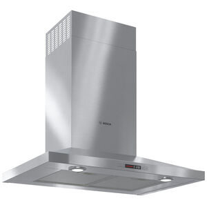 Bosch 300 Series 30 in. Convertible Chimney Style Range Hood with 300 CFM, 3 Fan Speeds & 2 LED Lights - Stainless Steel, , hires