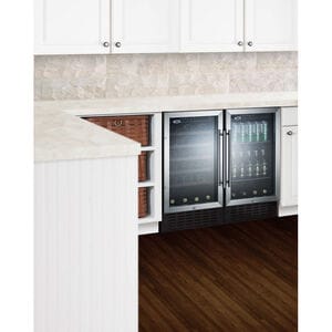 Summit 18 in. Undercounter Wine Cooler with Wood Racks, Single Temperature Zone & 34 Bottle Capacity - Stainless Steel, , hires
