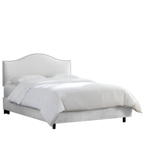 Skyline Furniture Nail Button Micro-Suede Fabric Upholstered Twin Size Bed - White, White, hires