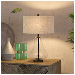 Hudson & Canal Lagos Table Lamp- Seeded Glass with Flax Shade, , hires