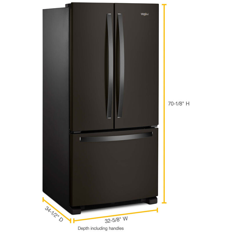 Whirlpool 33 in. 22.0 cu. ft. French Door Refrigerator with Internal Water Dispenser - Black Stainless Steel, Black Stainless Steel, hires