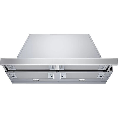 Bosch 500 Series 30 in. Slide-Out Style Range Hood with 3 Speed Settings, 300 CFM, Convertible Venting & 2 Halogen Lights - Stainless Steel | HUI50351UC