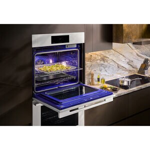 Signature Kitchen Suite Transitional 30 in. 9.4 cu. ft. Smart Top Control SteamElectric Double Wall Oven with True European Convection - Stainless Steel, , hires