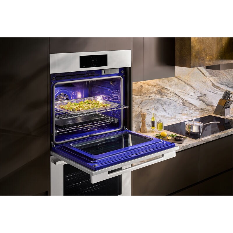 Signature Kitchen Suite Transitional 30 in. 9.4 cu. ft. Smart Top Control SteamElectric Double Wall Oven with True European Convection - Stainless Steel, , hires