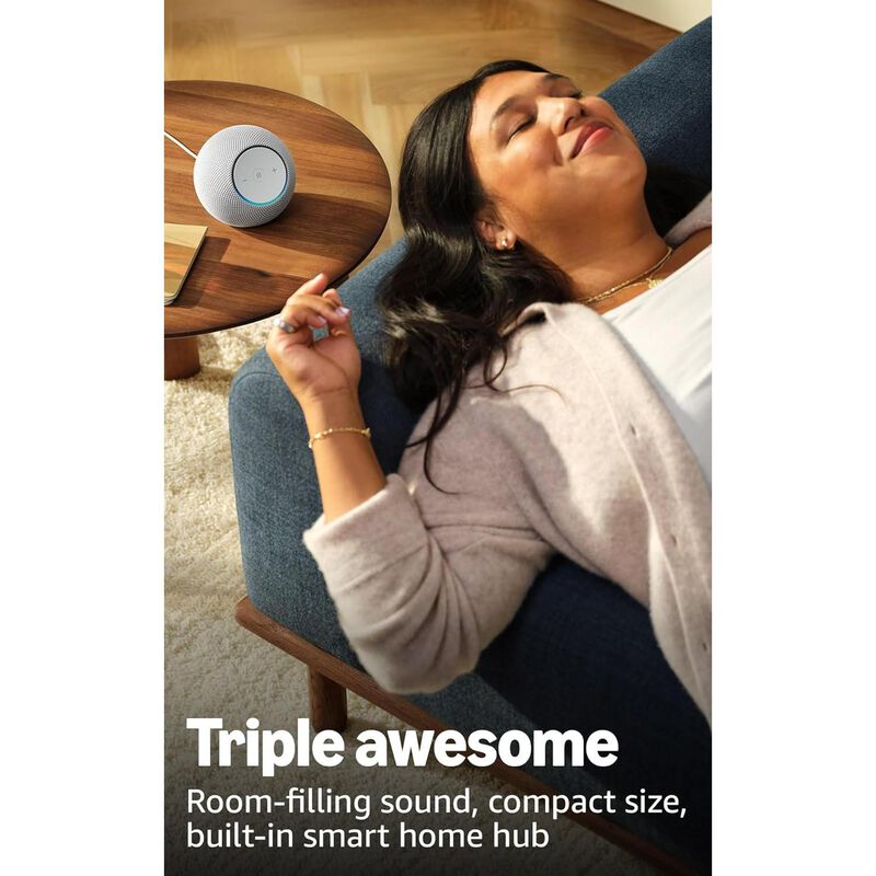 Amazon Echo Dot Max (newest model), Alexa speaker with room-filling sound and built-in smart home hub, designed for Alexa+ (Glacier White), , hires