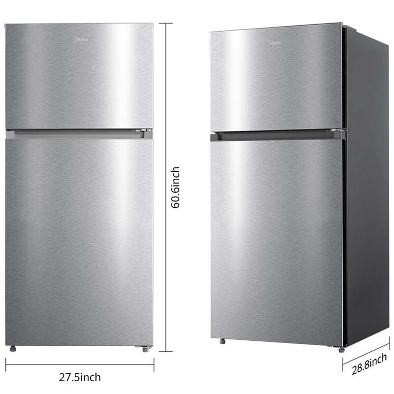 Midea 28 in. 14.2 cu. ft. Counter Depth Garage-Ready Top Freezer Refrigerator - Stainless Steel, Stainless Steel, hires