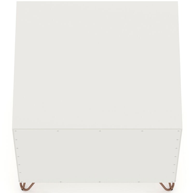 Manhattan Comfort Rockefeller Mid-Century Modern 1-Drawer Nightstand White, White, hires