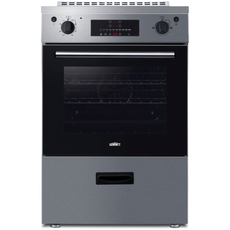 Summit 24 in. 2.6 cu. ft. Standard Convection Slide-In Electric Range with 4 Induction Burners - Stainless Steel, Stainless Steel, hires