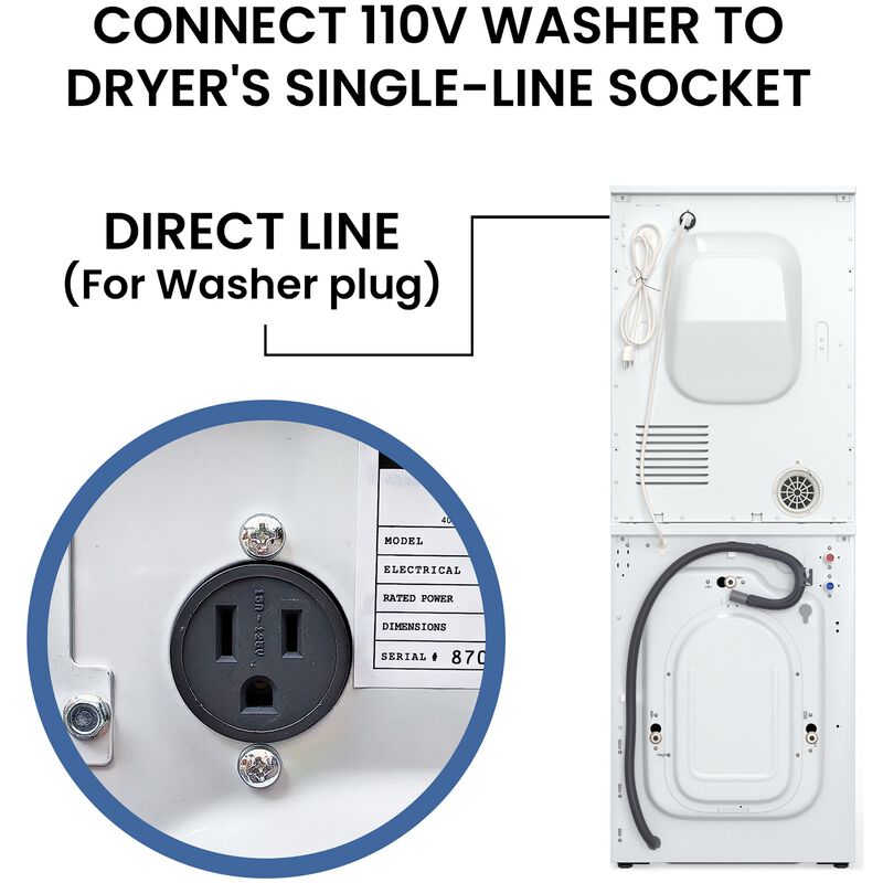 Equator 24 in. 1.62 cu. ft. Electric Front Load Laundry Center with Sensor Dry, Pet & Sanitize Cycle - White, , hires