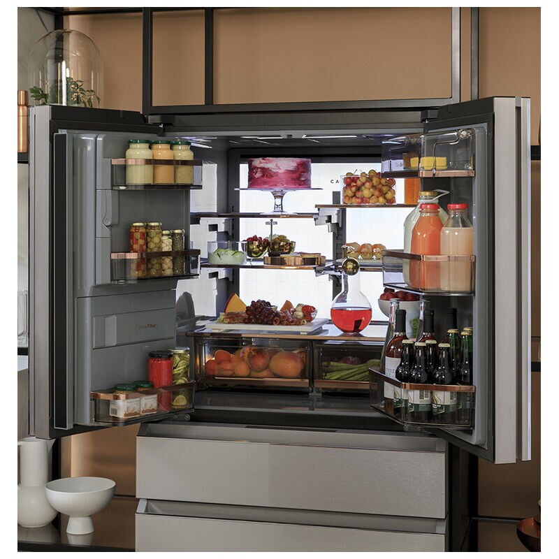 Cafe 36 in. 27.8 cu. ft. Smart 4-Door French Door Refrigerator with Ice & Water Dispenser - Platinum Glass, Platinum Glass, hires
