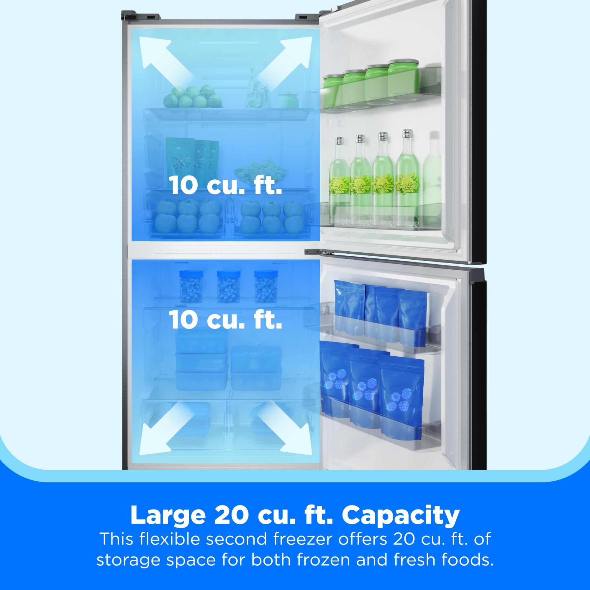 Midea 20 cu. ft. 50/50 Flex 3-Way Convertible Freezer - Stainless