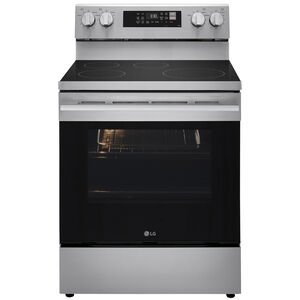 LG 30 in. 6.3 cu. ft. Smart Air-Fry True European Convection Electric Range with 4 Induction Burners - Stainless Steel, , hires