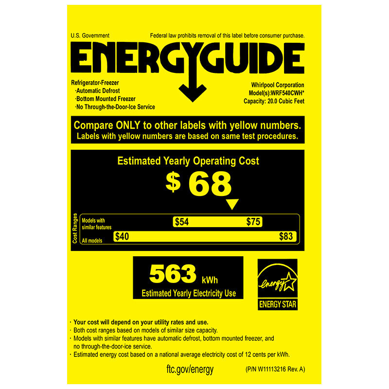 Whirlpool 36 in. 20.0 cu. ft. Counter Depth French Door Refrigerator