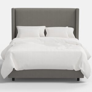 Skyline Furniture Linen Fabric Upholstered King Size Wingback Bed - Grey, , hires