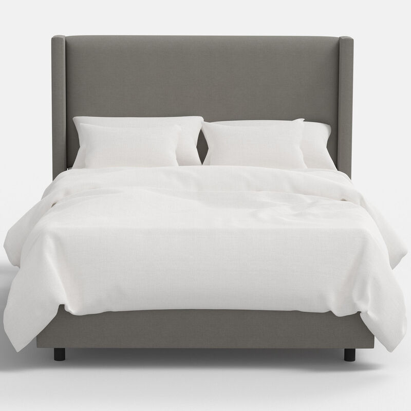 Skyline Furniture Linen Fabric Upholstered King Size Wingback Bed - Grey, , hires