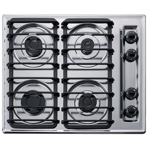 Summit 24 in. 4-Burner Natural Gas Cooktop with Simmer Burner & Power Burner - Chrome, , hires