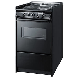 Summit 20 in. 2.4 cu. ft. Slide-In Electric Range with Coil Burners - Black, , hires