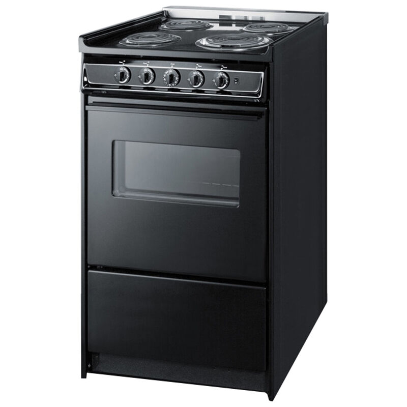 Summit 20 in. 2.4 cu. ft. Slide-In Electric Range with Coil Burners - Black, , hires