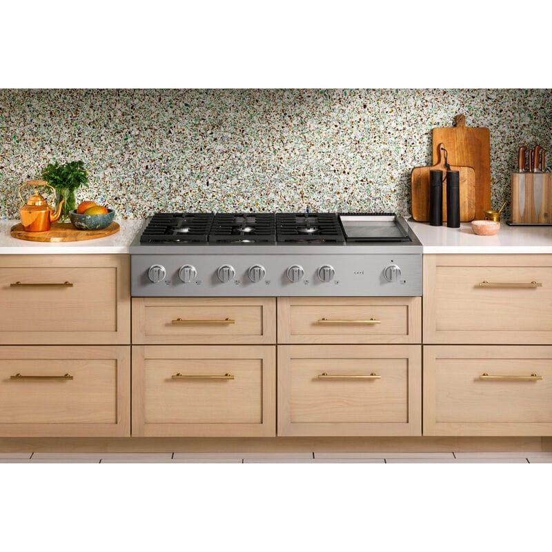 Cafe 48 in. 6-Burner Natural Gas Rangetop with Griddle, Simmer Burner & Power Burner - Stainless Steel, Stainless Steel, hires