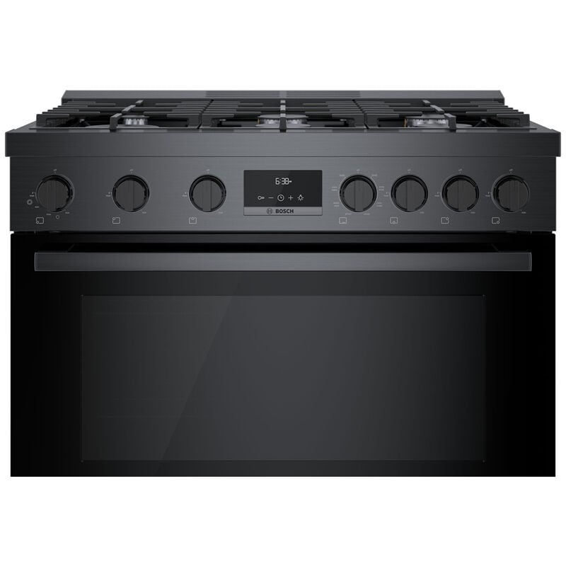 Bosch 800 Series 36 in. 3.7 cu. ft. True European Convection Dual Fuel Range with 6 Sealed Burners - Black Stainless Steel, , hires