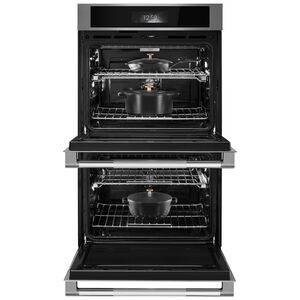 JennAir Rise 30 in. 10.0 cu. ft. Smart Front Control Electric Double Wall Oven with True European Convection & Sensor Cooking - Stainless Steel, , hires