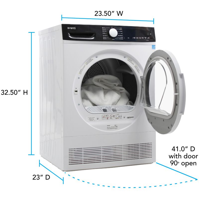 Avanti 24 in. 4.0 cu. ft. Stackable Ventless Electric Dryer with Sanitize Cycle & Sensor Dry - White, , hires