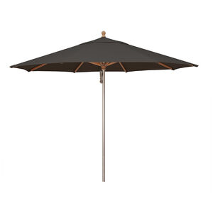 SimplyShade Ibiza 11' Octagon Wood/Aluminum Market Umbrella in Solefin Fabric - Black, Black, hires
