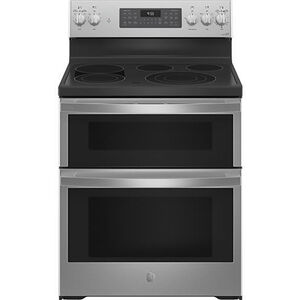 GE Profile 30 in. 6.6 cu. ft. Smart Air Fry Convection Double Oven Freestanding Electric Range with 5 Radiant Burners - Stainless Steel, Stainless Steel, hires