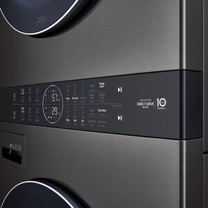 LG 27 in. WashTower with 4.5 cu. ft. Washer with 10 Wash Programs & 7.4 cu. ft. Electric Dryer with 9 Dryer Programs, Sensor Dry & Wrinkle Care - Black Steel, Black Steel, hires