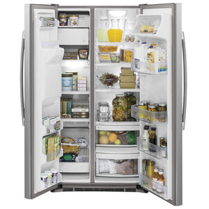 GE 36 in. 21.9 cu. ft. Counter Depth Side-by-Side Refrigerator with External Ice & Water Dispenser - Stainless Steel, Stainless Steel, hires
