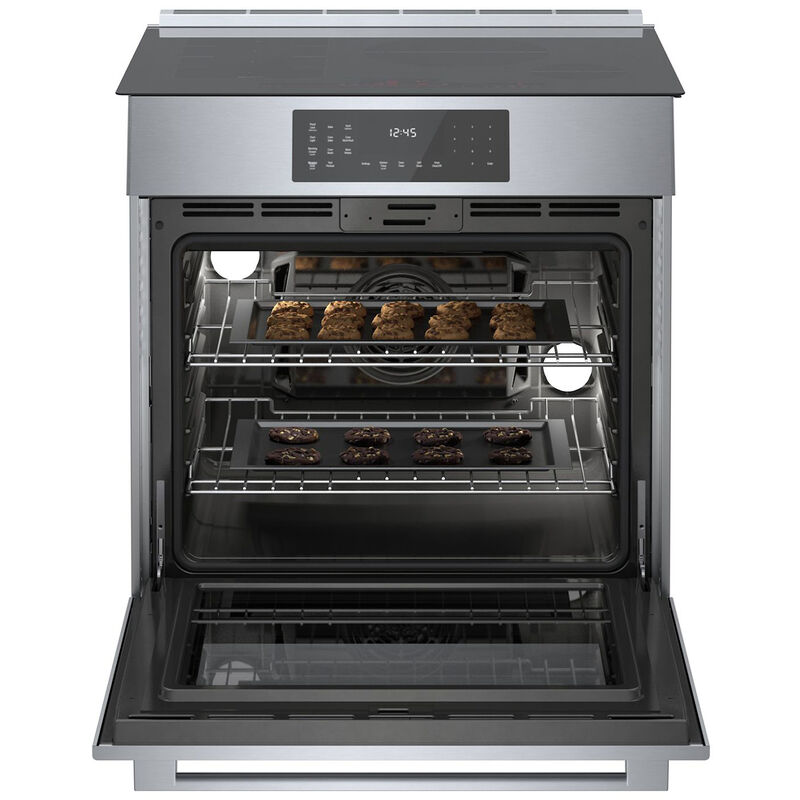 Bosch Benchmark Series 30 in. 4.6 cu. ft. Convection Oven Slide-In Electric Range with 4 Induction Zones - Stainless Steel, , hires