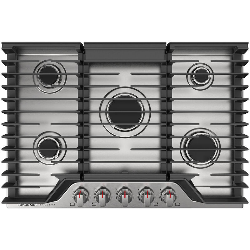 Frigidaire Gallery 30 in. 5-Burner Natural Gas Cooktop with Simmer Burner & Power Burner - Stainless Steel, Stainless Steel, hires