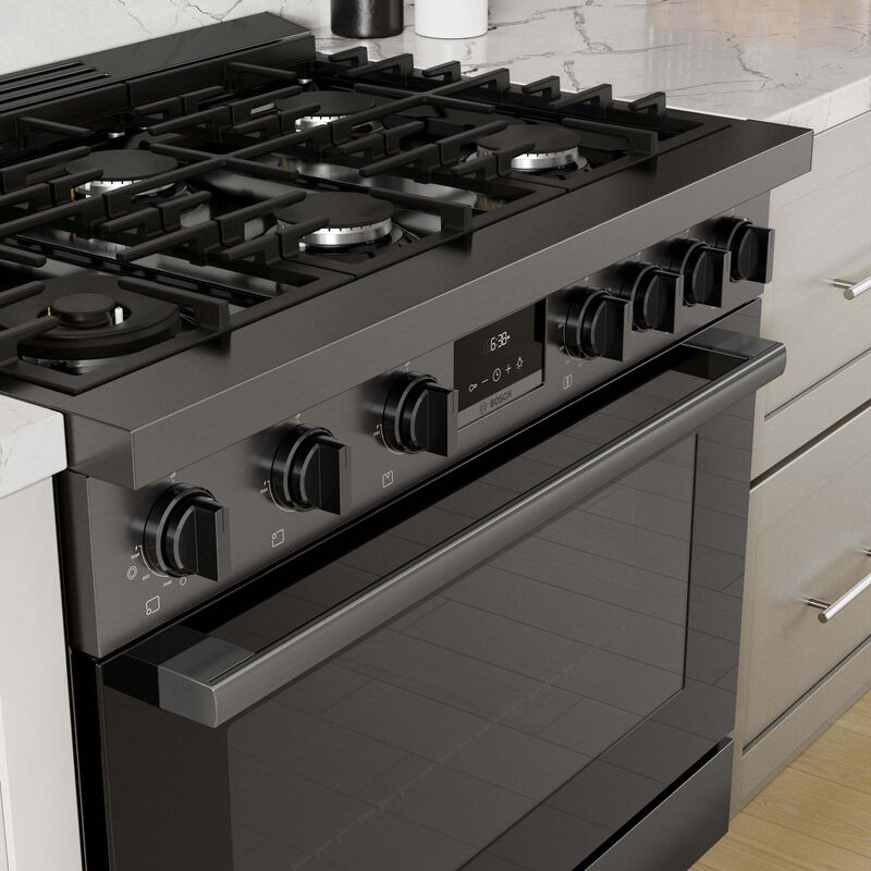 Bosch 800 Series 36 in. 3.4 cu. ft. Standard Convection Gas Range with 6 Sealed Burners - Black Stainless Steel, , hires