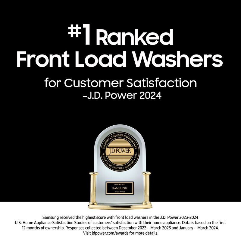 Samsung 27 in. 5.0 cu. ft. Smart Stackable Front Load Washer with Super Speed Wash, Sanitize & Steam Cycle - Brushed Black, Brushed Black, hires