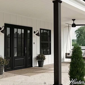 Hunter Cassius Rustic Modern Metal Cone Outdoor Medium Wall Light-Matte Black, , hires