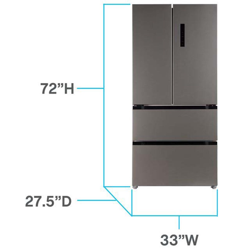 Avanti 33 in. 18.0 cu. ft. Counter Depth 4-Door French Door Refrigerator - Stainless Steel, , hires
