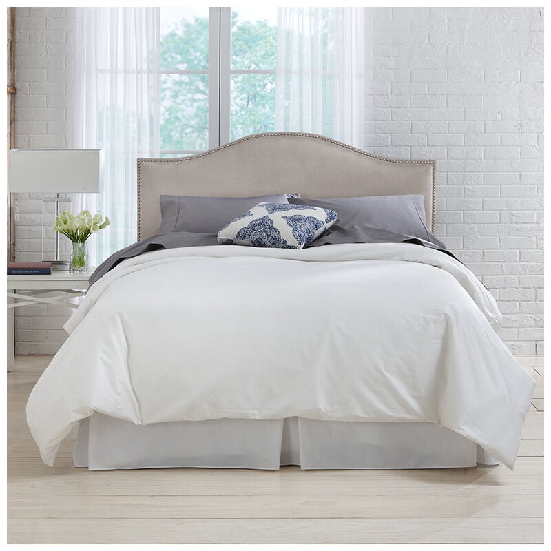 Skyline Furniture Nail Button Micro-Suede Fabric King Size Upholstered Headboard - Platinum, Platinum, hires