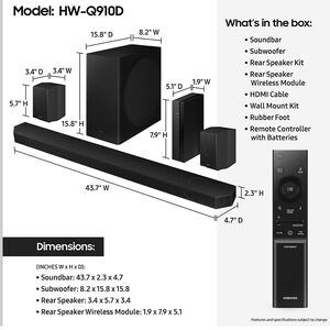 Samsung 9.1.2 Channels Dolby Atmos Smart Sound Bar with Bluetooth & Wireless Subwoofer - Titan Black, , hires
