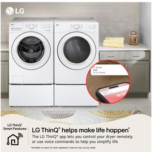 LG 27 in. 7.4 cu. ft. Smart Stackable Electric Dryer with Sensor Dry & AI Dry - White, , hires