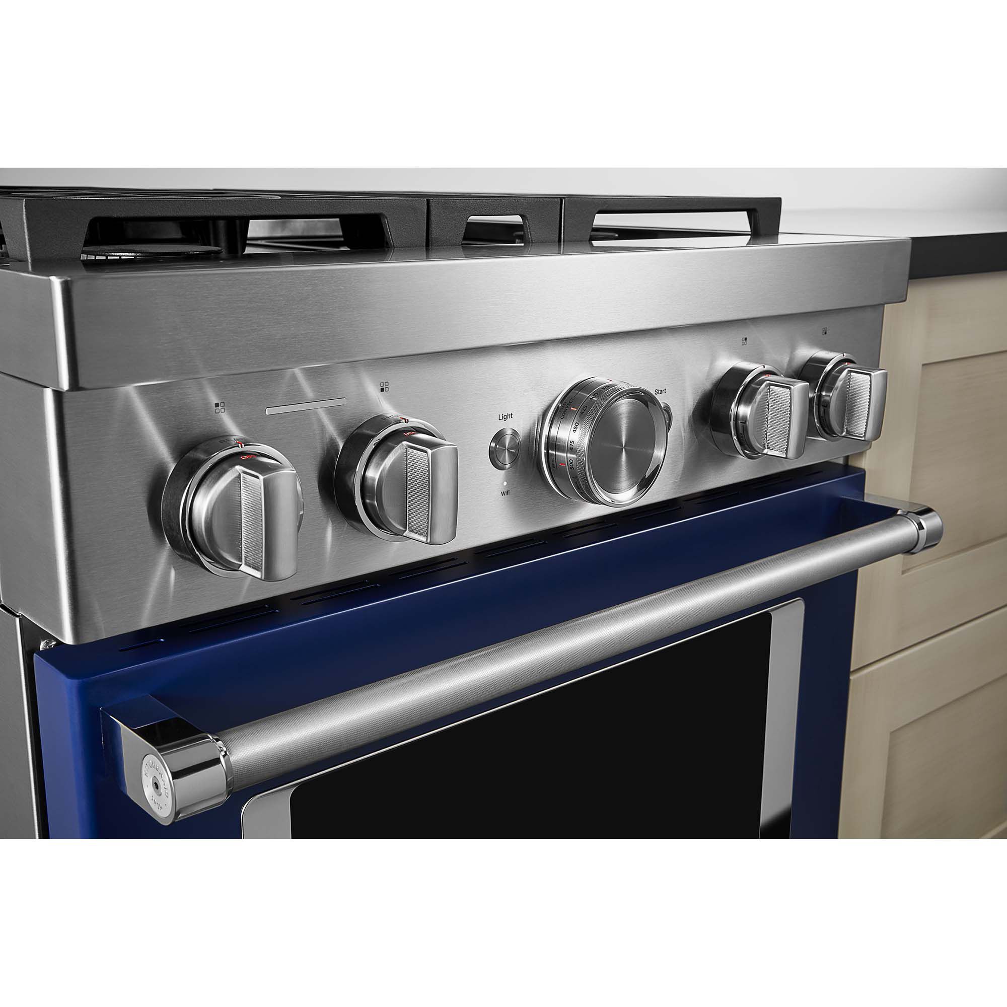 KitchenAid 30 in. 4.1 cu. ft. Smart Convection Oven Freestanding Gas Range  with 4 Sealed Burners - Ink Blue