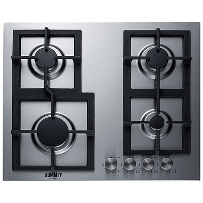 Summit 24 in. 4-Burner Natural Gas Cooktop with Power Burner - Stainless Steel | GCJ4SS