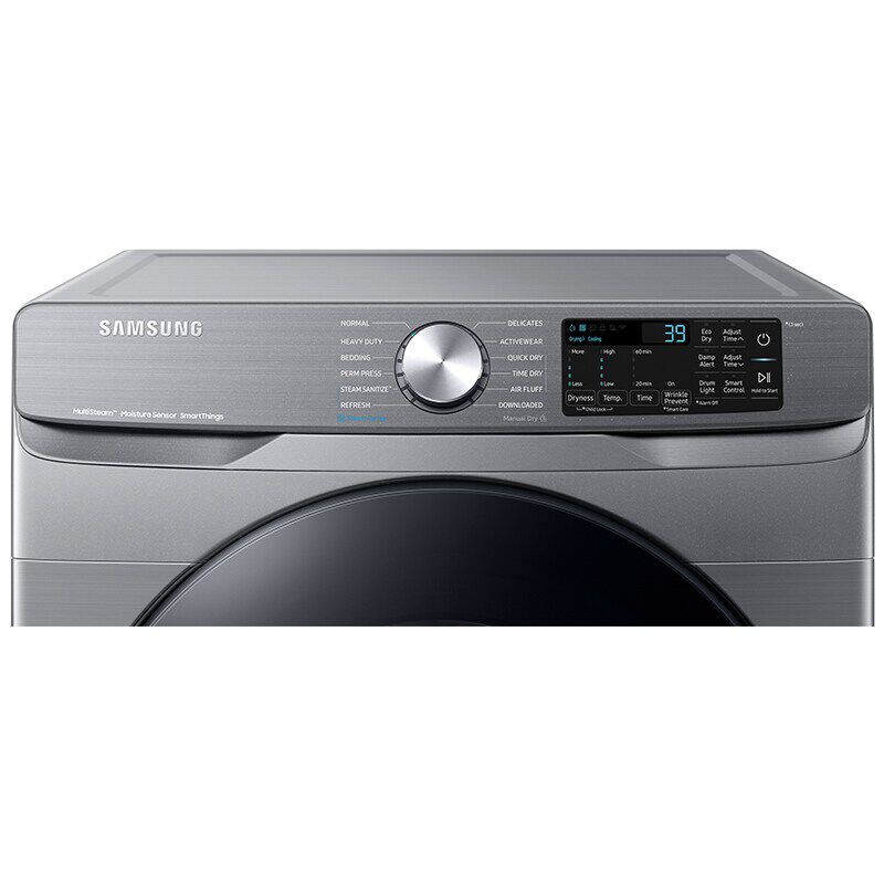 Samsung 27 in. 7.5 cu. ft. Smart Stackable Front Load Electric Dryer with Sanitize Cycle & Sensor Dry - Platinum, Platinum, hires